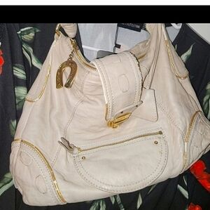 Vintage Betsey johnson cream leather bag